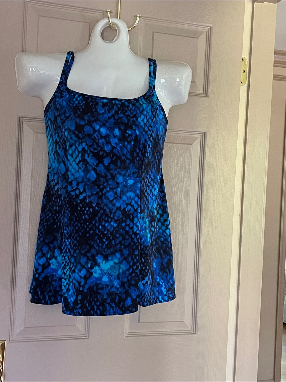Robby Len Blue Patterned Women's bathing suit